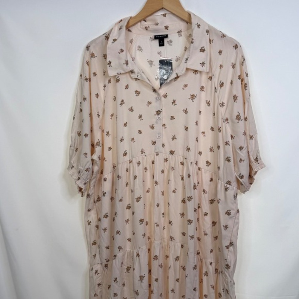 Torrid Maxi Wash Challis Hi Low Tiered Shirtdress 1X 14-16 Ditsy Floral NWT - Picture 3 of 9